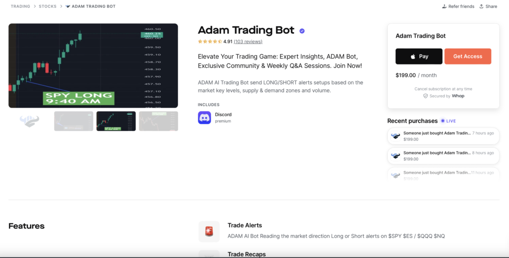 Adam Trading Bot Pricing Tiers
