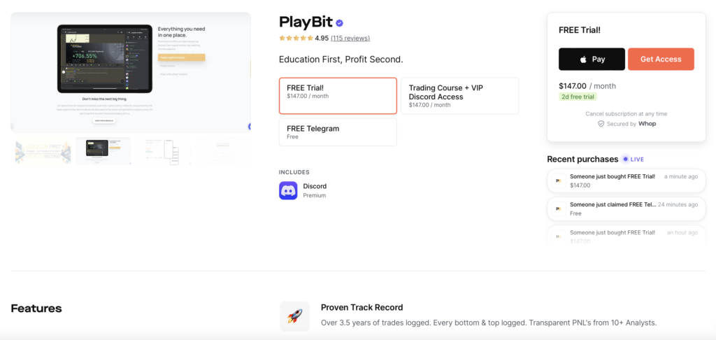 PlayBit Crypto Community Pricing Tiers