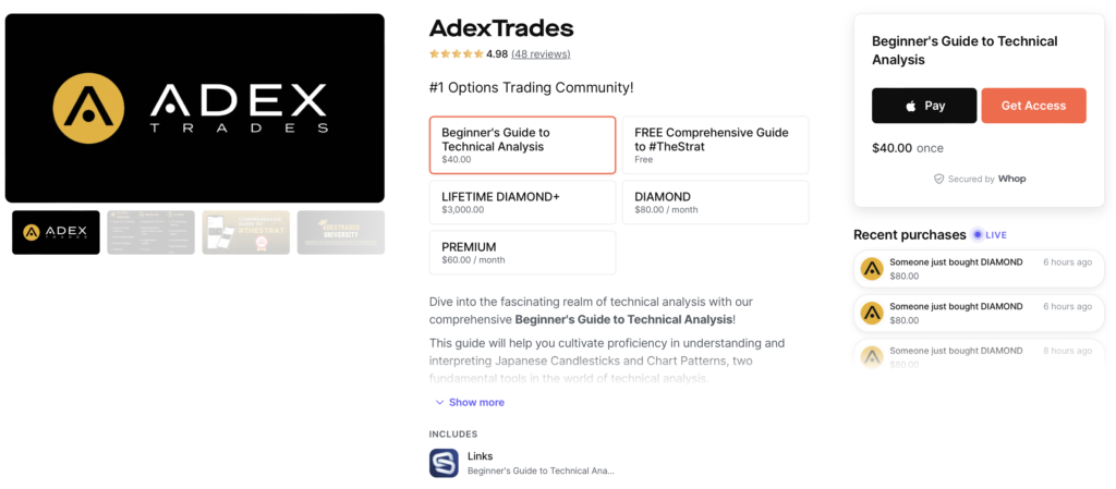 Adex Trades Membership Options
