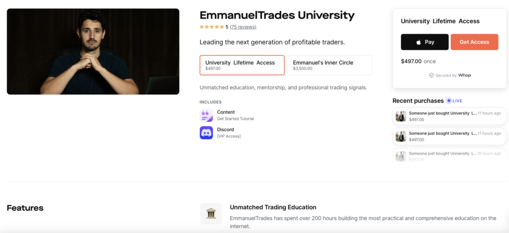 EmmanuelTrades University Pricing