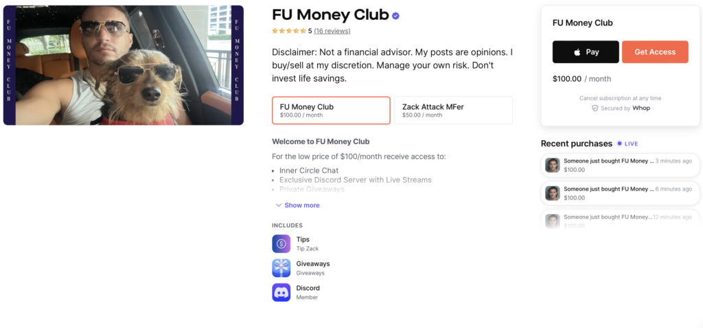 FU money Club Trading Discord Page