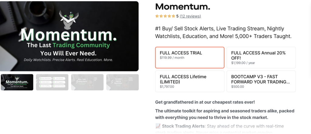 Momentum. Pricing Tiers