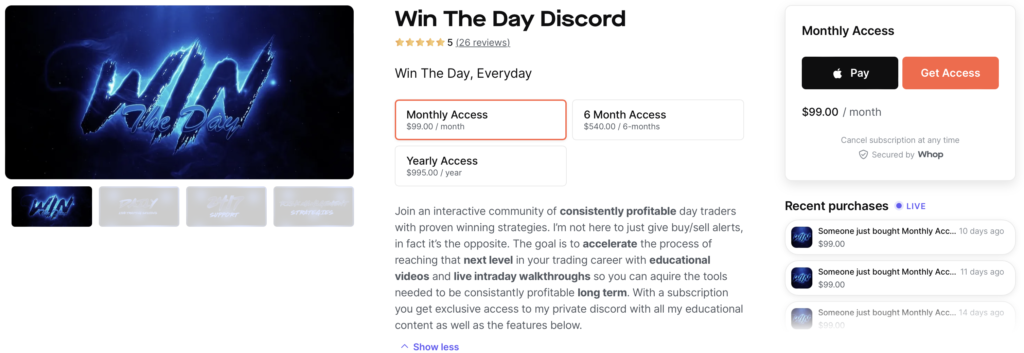 Win The Day Discord Pricing and Tiers