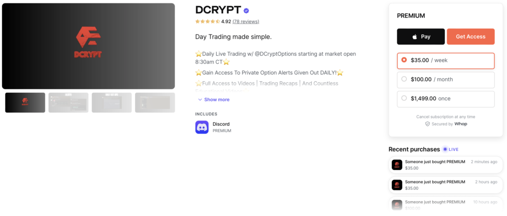 DCRYPT Options Trading Discord Group