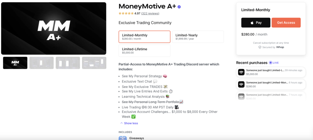 MoneyMotive A+ Options Trading Discord Group