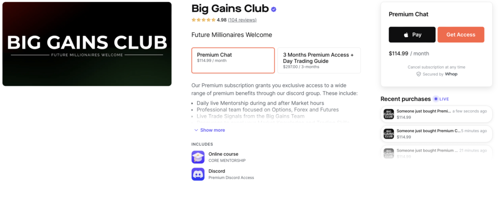 Big Gains Club Options Trading Discord Group