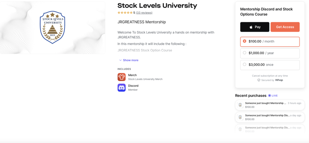 Stock Levels University Discord Trading Group