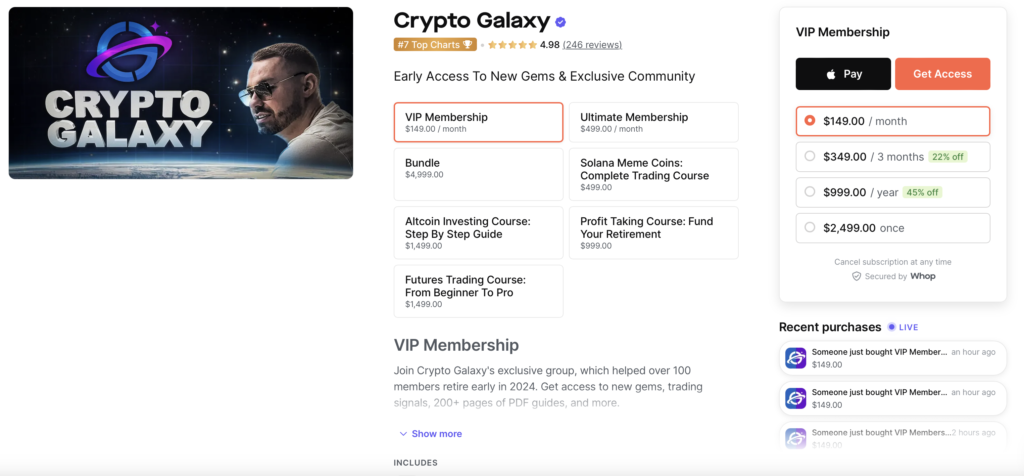 Crypto Galaxy Membership Options