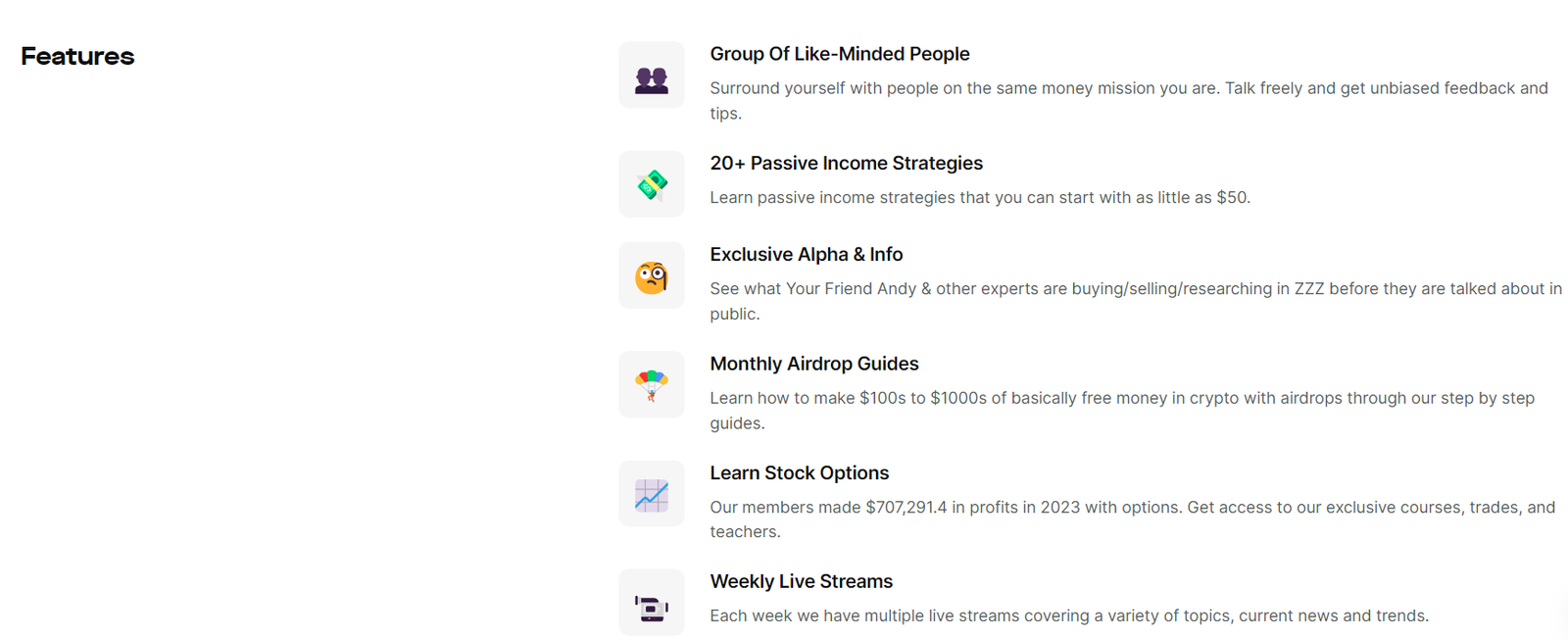 Zzz Money Club Core Features & Resources