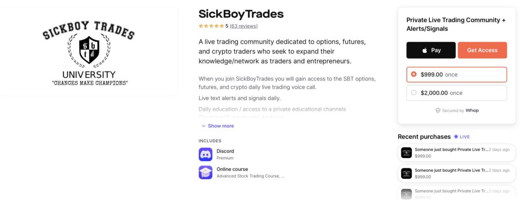 SickBoyTrades Membership Pricing