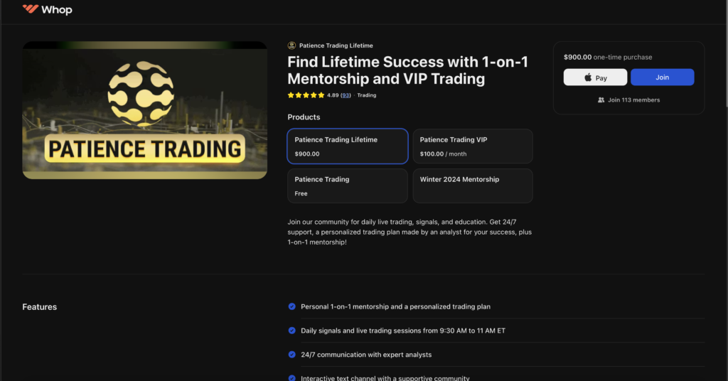 Patience Trading Lifetime Discord Group Review